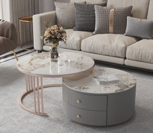 BÀN TRÀ SOFA ĐÔI TRÒN - HỘC TỦ - TS0005