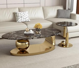 BÀN TRÀ SOFA HÌNH ELIP + TAP TRÒN - TS0004