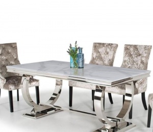 BÀN ĂN MẶT ĐÁ CERAMIC - INOX - TD0004
