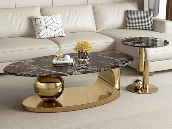 BÀN TRÀ SOFA HÌNH ELIP + TAP TRÒN - TS0004