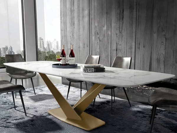 BÀN ĂN MẶT ĐÁ CERAMIC CHÂN V-X - TD0001